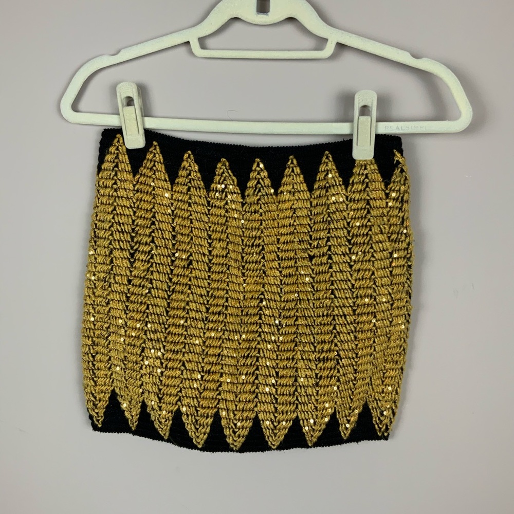 Swoon sequin mini knit / embroidered skirt